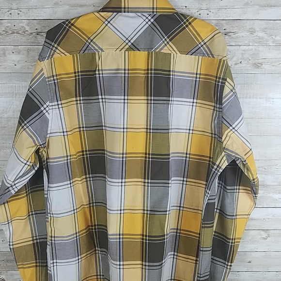 Clipper New York, Yellow/Taupe Plaid shirt, Sz XL - Picture 2 of 5